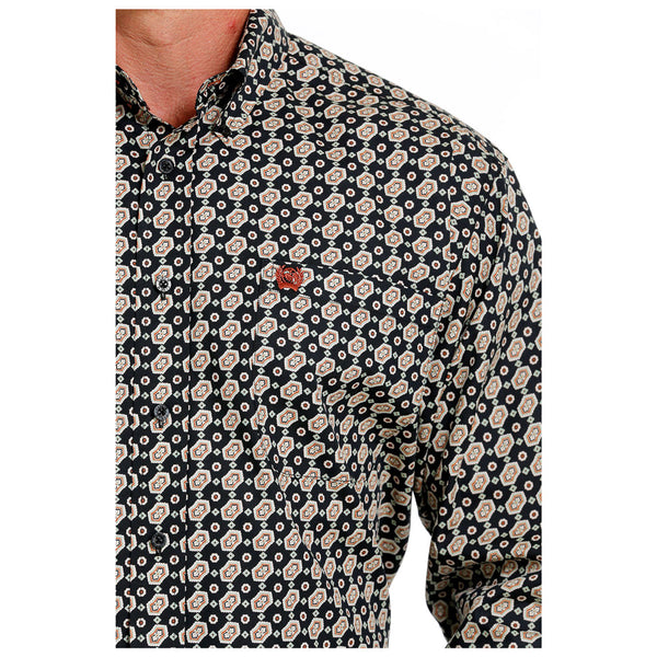 MTW1105613  Cinch Men's Long Sleeve Button-Down Shirt - Black Print