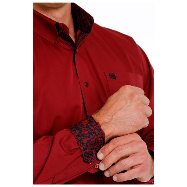 MTW1105625 Cinch Men's Long Sleeve Buttondown Western Shirt - Burgandy Red