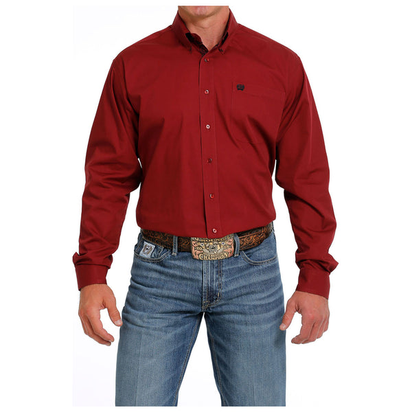 MTW1105625 Cinch Men's Long Sleeve Buttondown Western Shirt - Burgandy Red