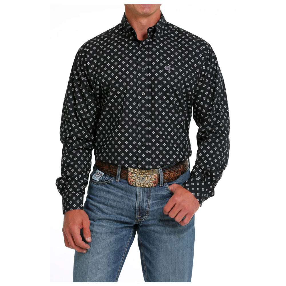 MTW1105646 Cinch Men's Long Sleeve Black Print Buttondown Shirt