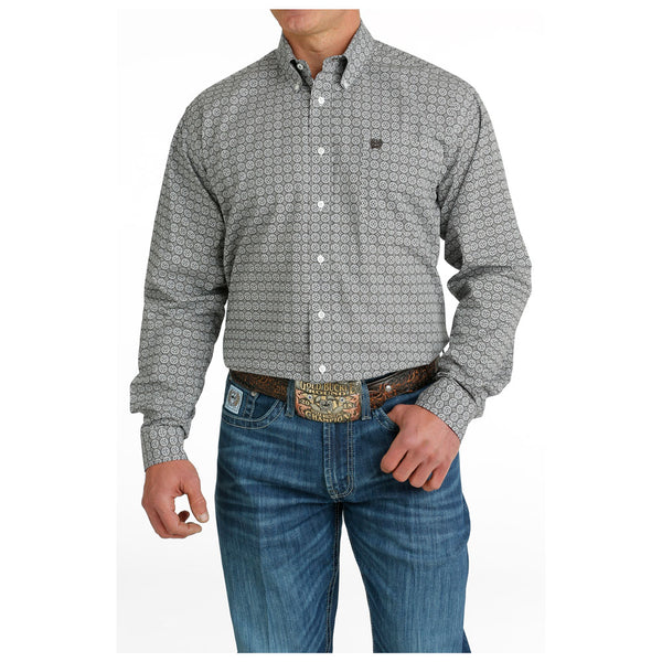 MTW1105647 Cinch Men's Long Sleeve Button down Western Shirt- White Print