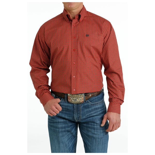 MTW1105653 Cinch Men's Long Sleeve Button down Western Shirt- Red Print