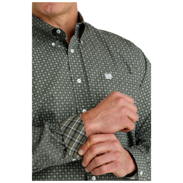 MTW1105661 Cinch Men's Long Sleeve Buttondown Shirt - Olive Print