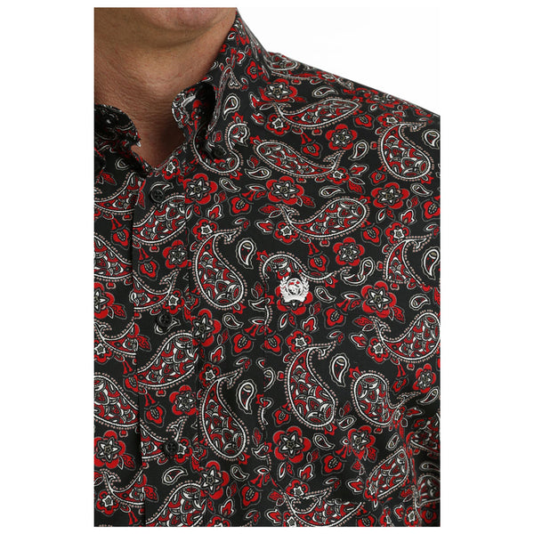 MTW1105723  Cinch Men's Long Sleeve Buttondown Shirt - Black & Red Paisley