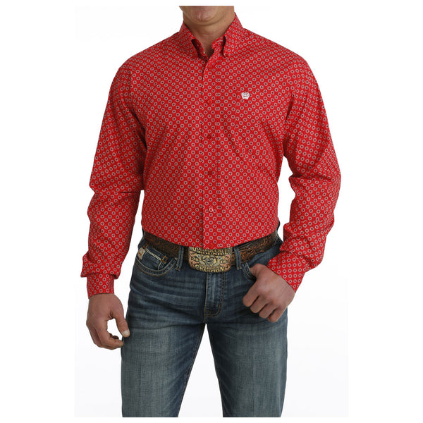 MTW1105727 Cinch Men's Long Sleeve Buttondown Shirt - Red Print