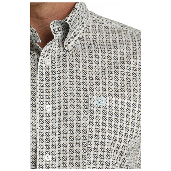 MTW1105744 Cinch Men's Long Sleeve Buttondown Shirt - White Print
