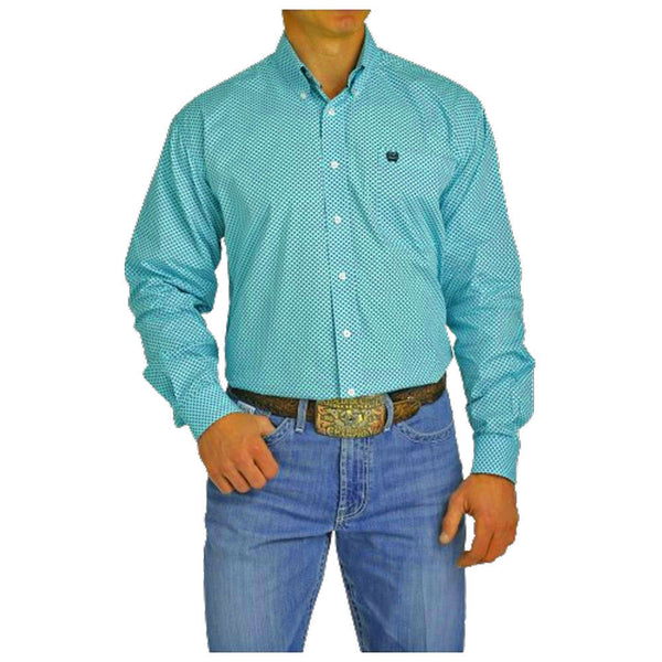 MTW1105753 Cinch Men's Long Sleeve Buttondown Shirt - Blue Print
