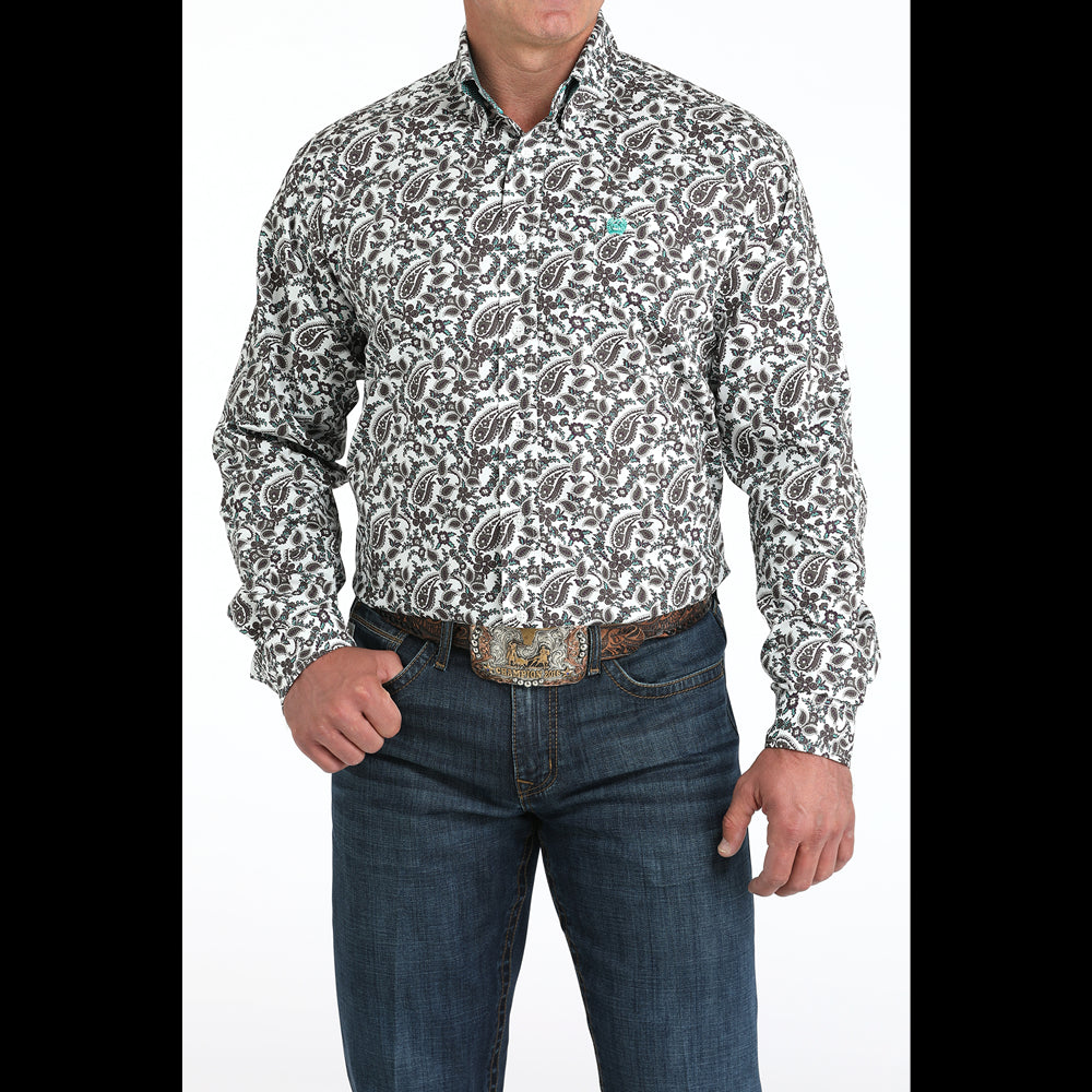 MTW1105969 Cinch Men's Long Sleeve Button down Western Shirt - White Paisley