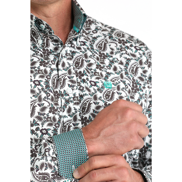 MTW1105969 Cinch Men's Long Sleeve Button down Western Shirt - White Paisley