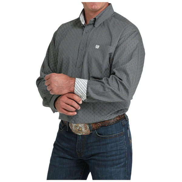 MTW1105987 Cinch Men's Long Sleeve Button-down Western Shirt - Grey Medallion Print
