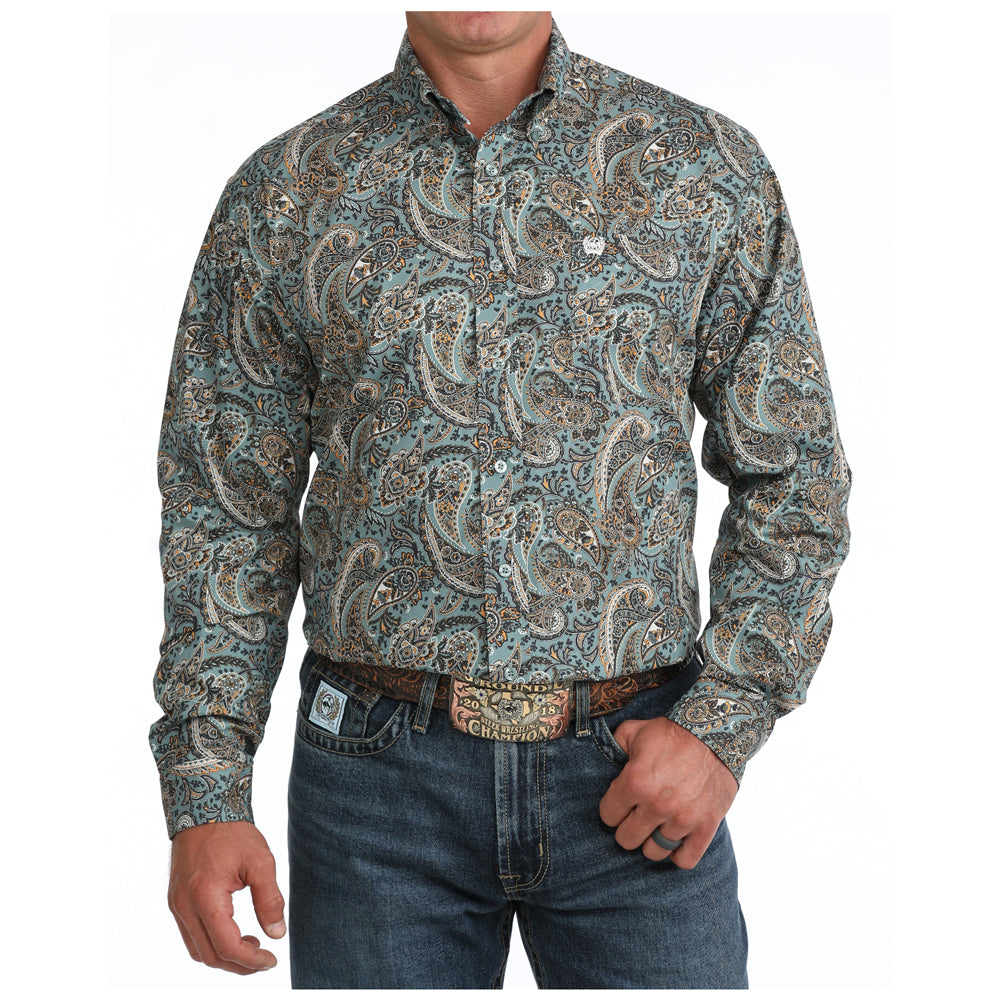 MTW1106134 Cinch Men's Long Sleeve Classic Western Button-down Shirt - Blue Paisley