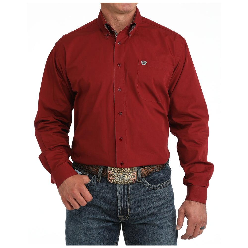 MTW1106139 Cinch Men's Long Sleeve Classic Western Button-down Shirt - Solid Burgundy