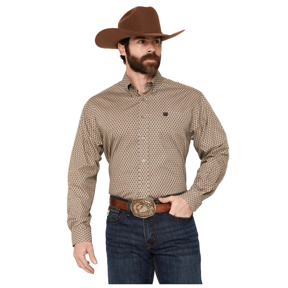 MTW1106146 Cinch Men's Long Sleeve Western Shirt - Khaki Print