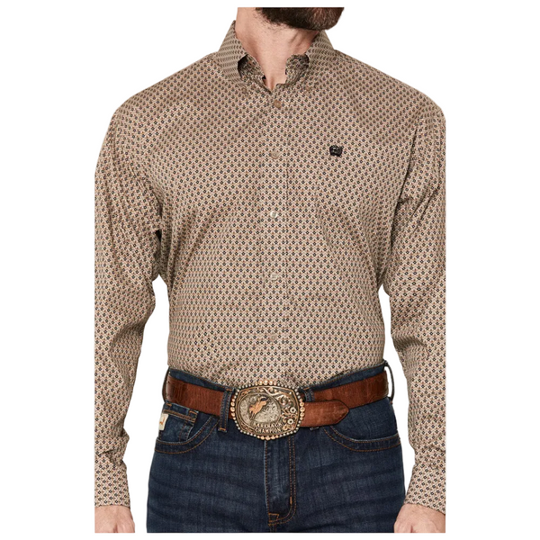 MTW1106146 Cinch Men's Long Sleeve Western Shirt - Khaki Print