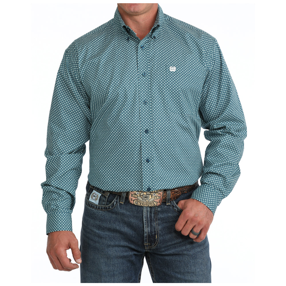 MTW1106168 Cinch Men's Classic Fit Long Sleeve Buttondown Western Shirt - Blue