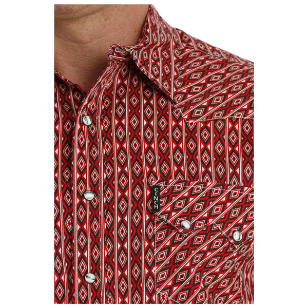 MTW1301073 Cinch Men's Modern Fit Long Sleeve Snap Shirt - Red Print