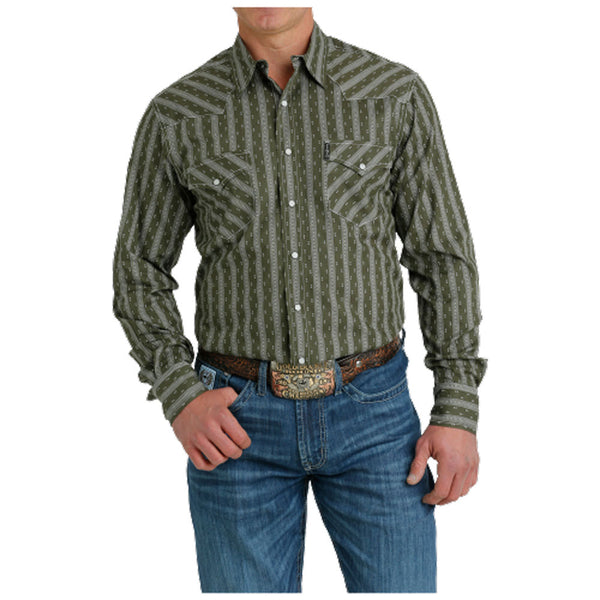 MTW1303072 Cinch Men's Long Sleeve Modern Fit Snap Shirt - Olive