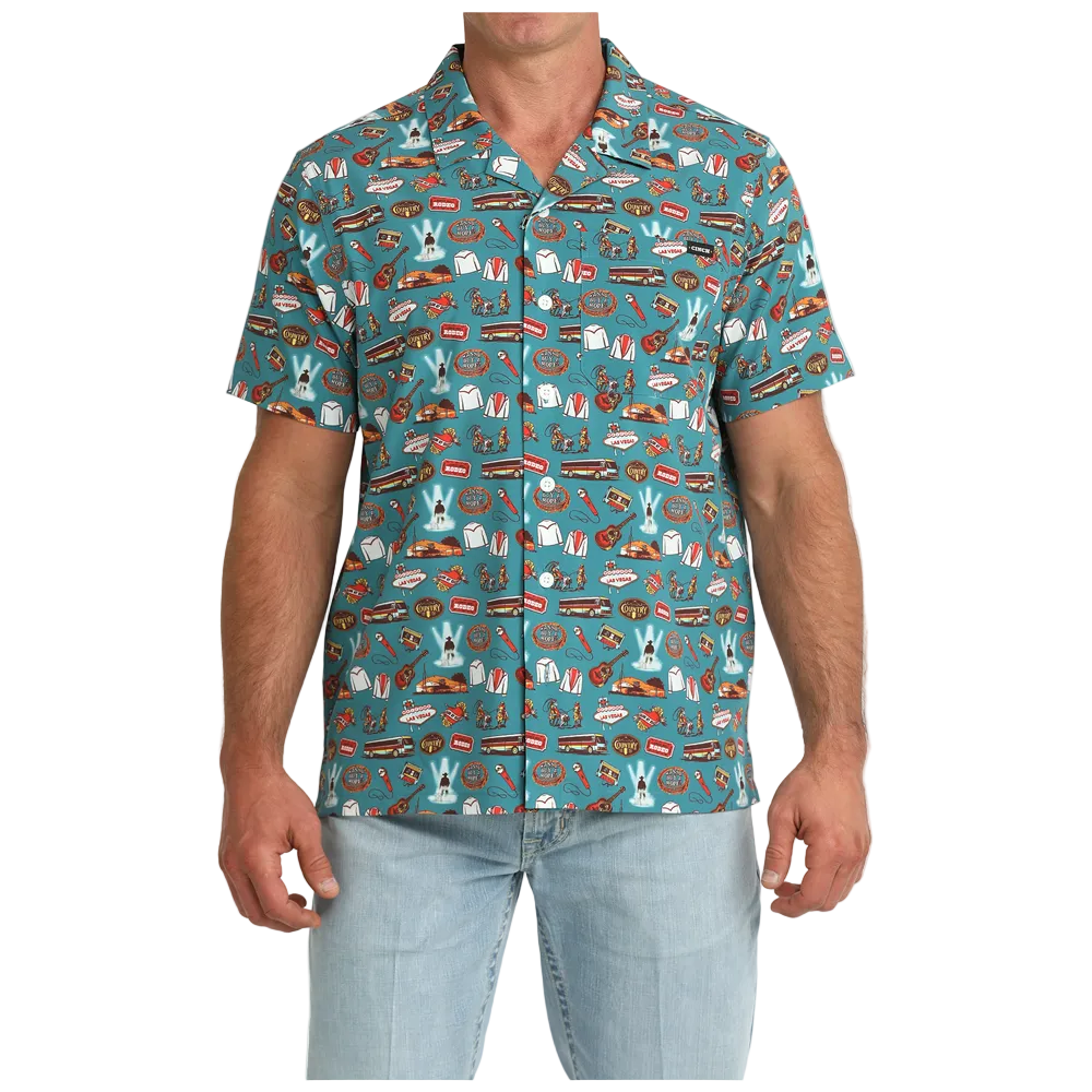 MTW1401055 Cinch Men's Short Sleeve Camp Shirt - Teal