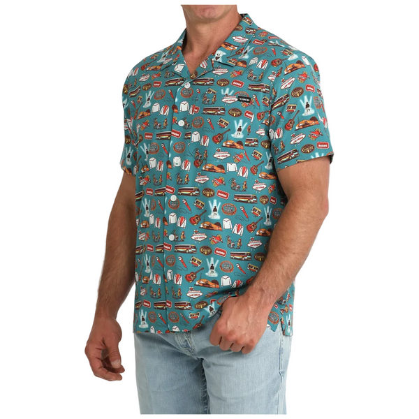 MTW1401055 Cinch Men's Short Sleeve Camp Shirt - Teal