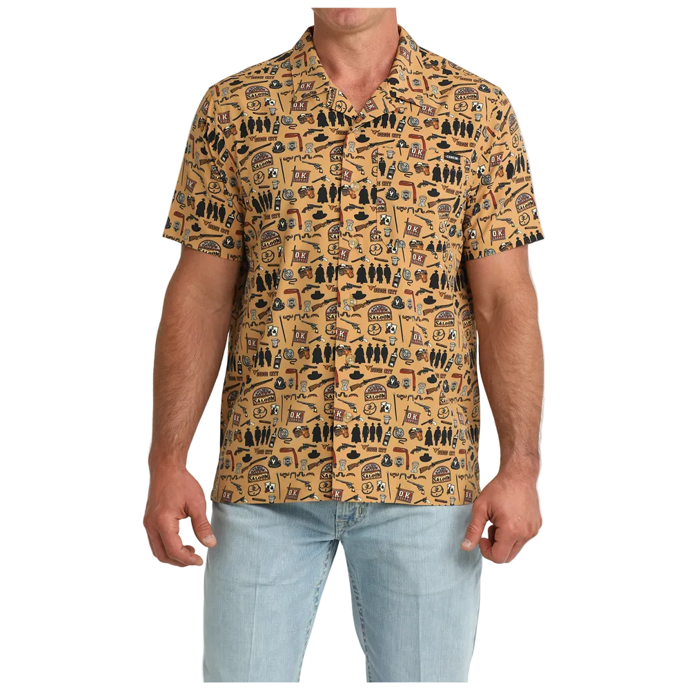 MTW1401058 Cinch Men's Short Sleeve Camp Shirt - Brown