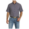 MTW1704136 Cinch Men's ArenaFlex Short Sleeve Buttondown Shirt - Navy Paisley