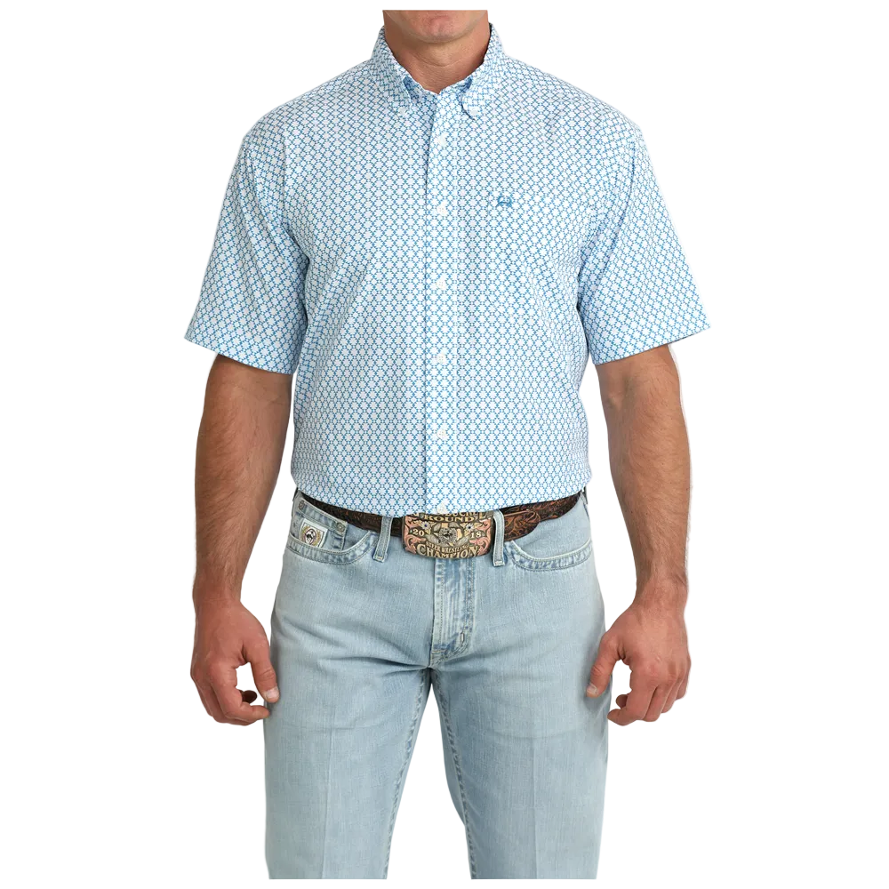 MTW1704170 Cinch Men's ArenaFlex Short Sleeve Button Down Shirt - Blue