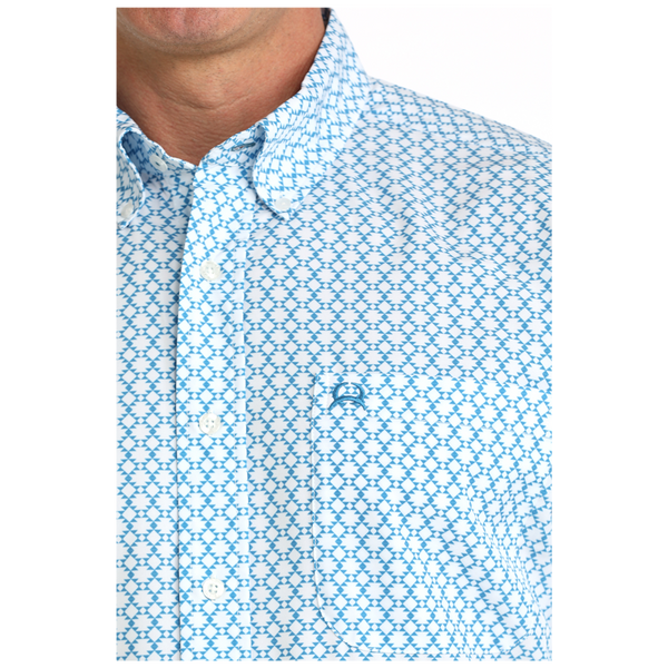 MTW1704170 Cinch Men's ArenaFlex Short Sleeve Button Down Shirt - Blue