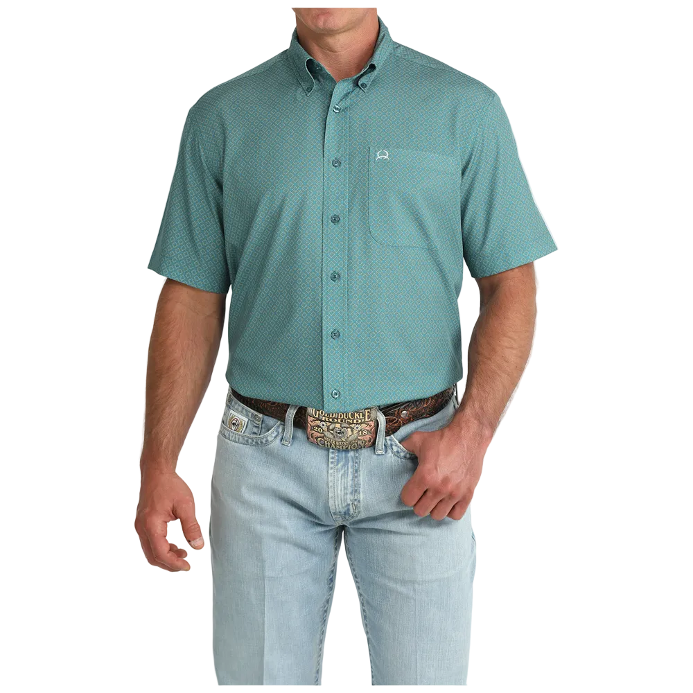 MTW1725005 Cinch Men's ArenaFlex Short Sleeve Button Down Shirt - Teal