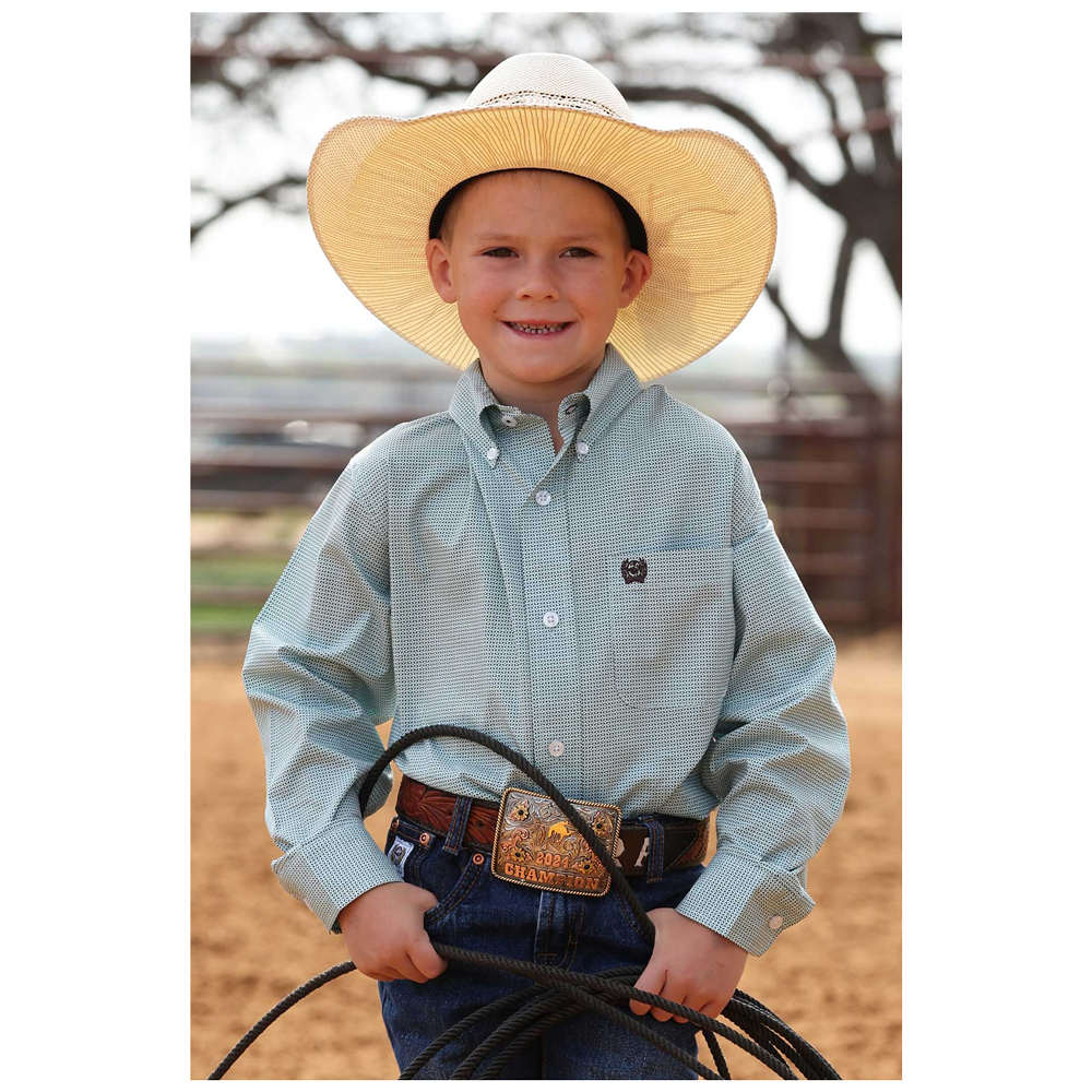 MTW7060409 Cinch Boys' Long Sleeve Button Down Western Shirt - Blue Print