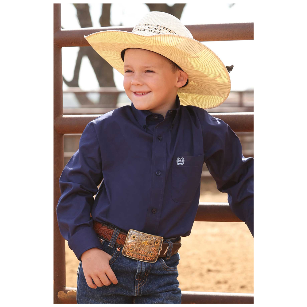 MTW7060412 Cinch Boys' Long Sleeve Button Down Western Shirt - Royal