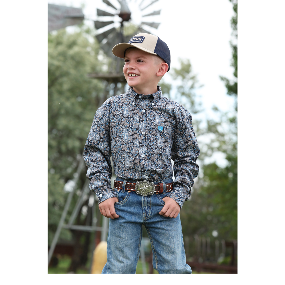 MTW7060416 Cinch Boys' Long Sleeve Button Down Western Shirt - Multicolor