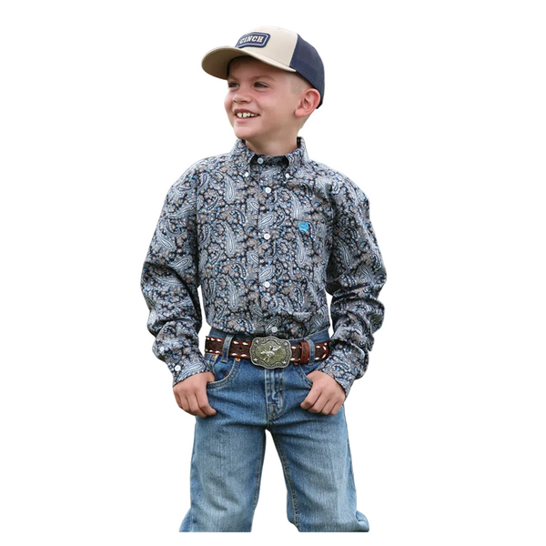 MTW7060416 Cinch Boys' Long Sleeve Button Down Western Shirt - Multicolor