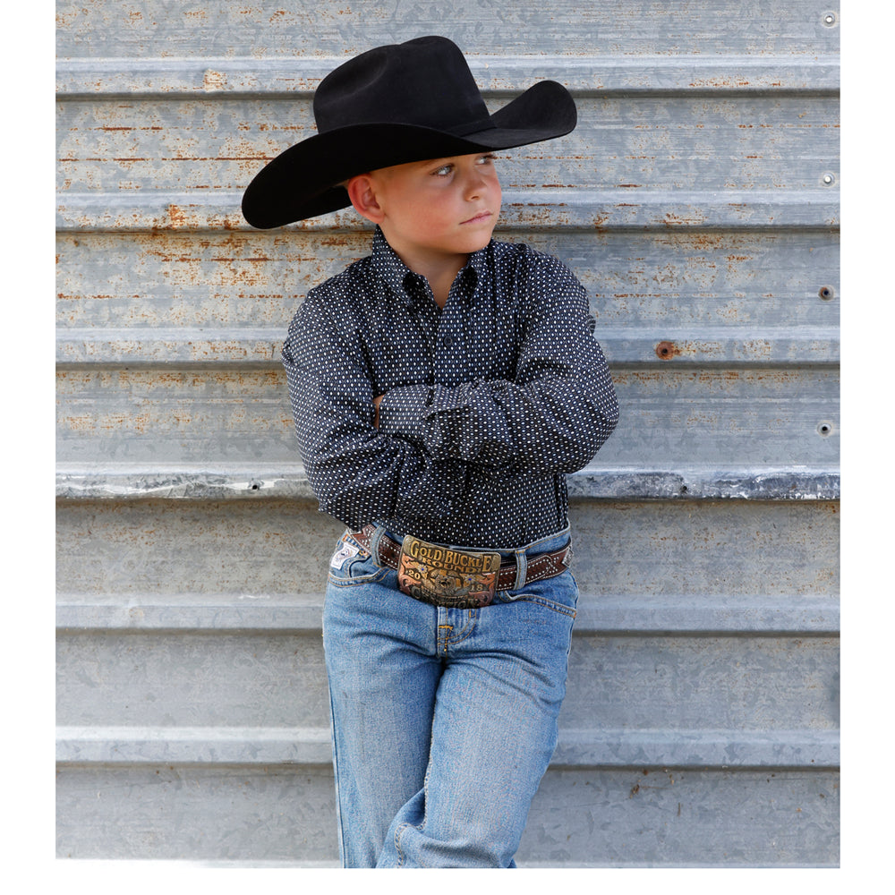 MTW7060429 Cinch Boys' Long Sleeve Buttondown Western Shirt - Navy