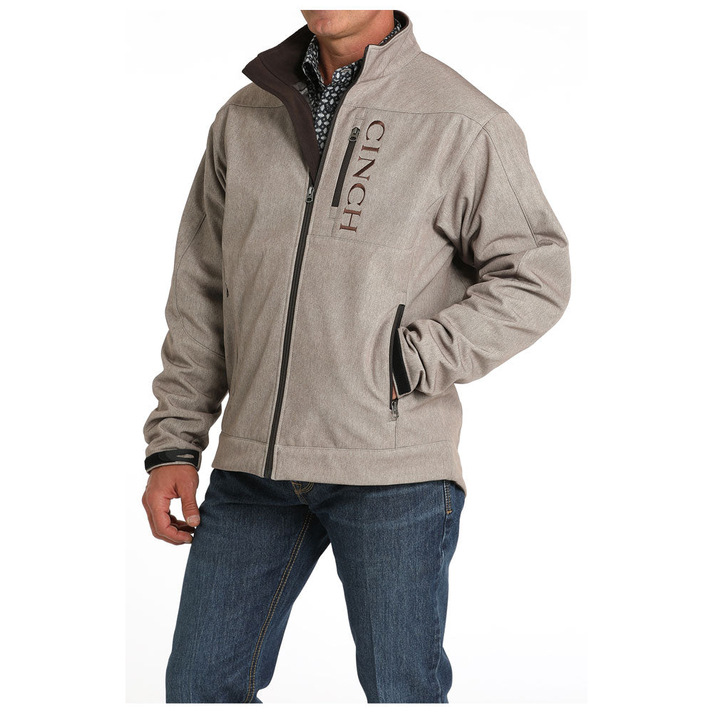 MWJ1567010 Cinch Men's Bonded Softshell Logo Jacket Stone The