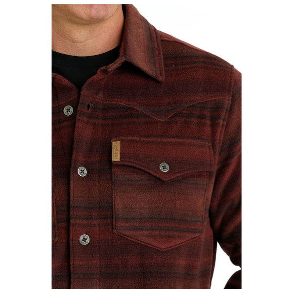 MWJ1580003 Cinch Men's Long Sleeve Shirt Jacket - Red Plaid