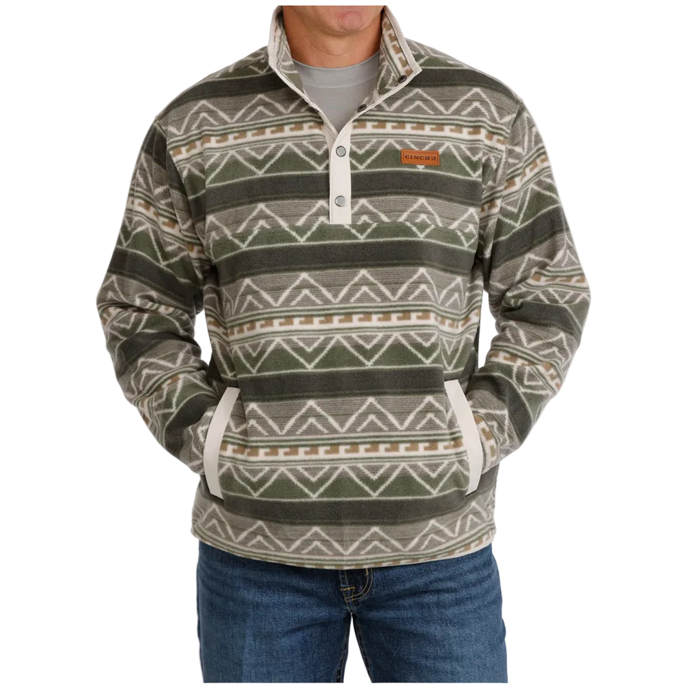 MWK1514029 Cinch Men's Long Sleeve Polar Fleece Pullover - Olive Print