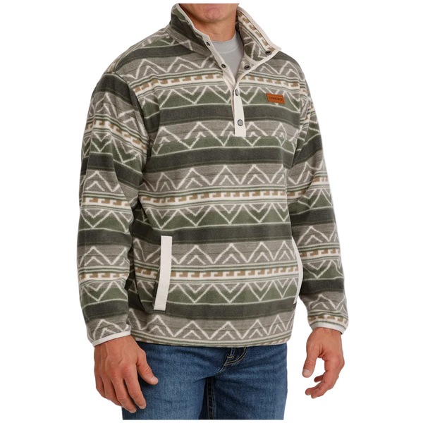 MWK1514029 Cinch Men's Long Sleeve Polar Fleece Pullover - Olive Print