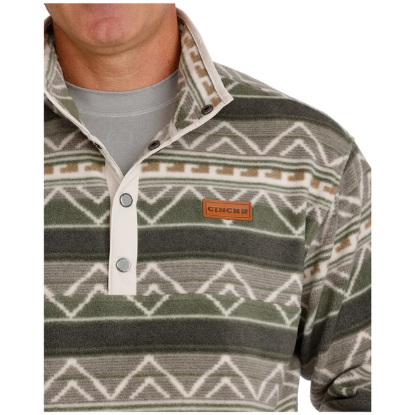 MWK1514029 Cinch Men's Long Sleeve Polar Fleece Pullover - Olive Print