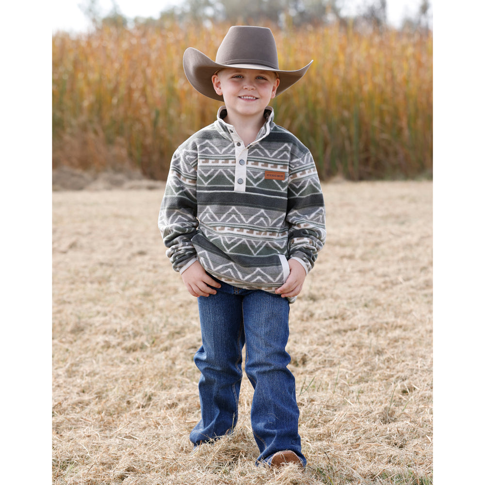MWK7590021 Cinch Boys' Polar Fleece Long Sleeve Pullover - Olive