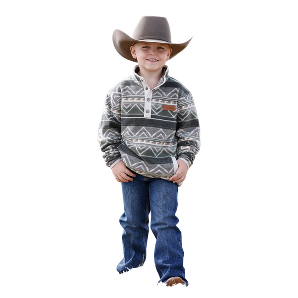 MWK7590021 Cinch Boys' Polar Fleece Long Sleeve Pullover - Olive