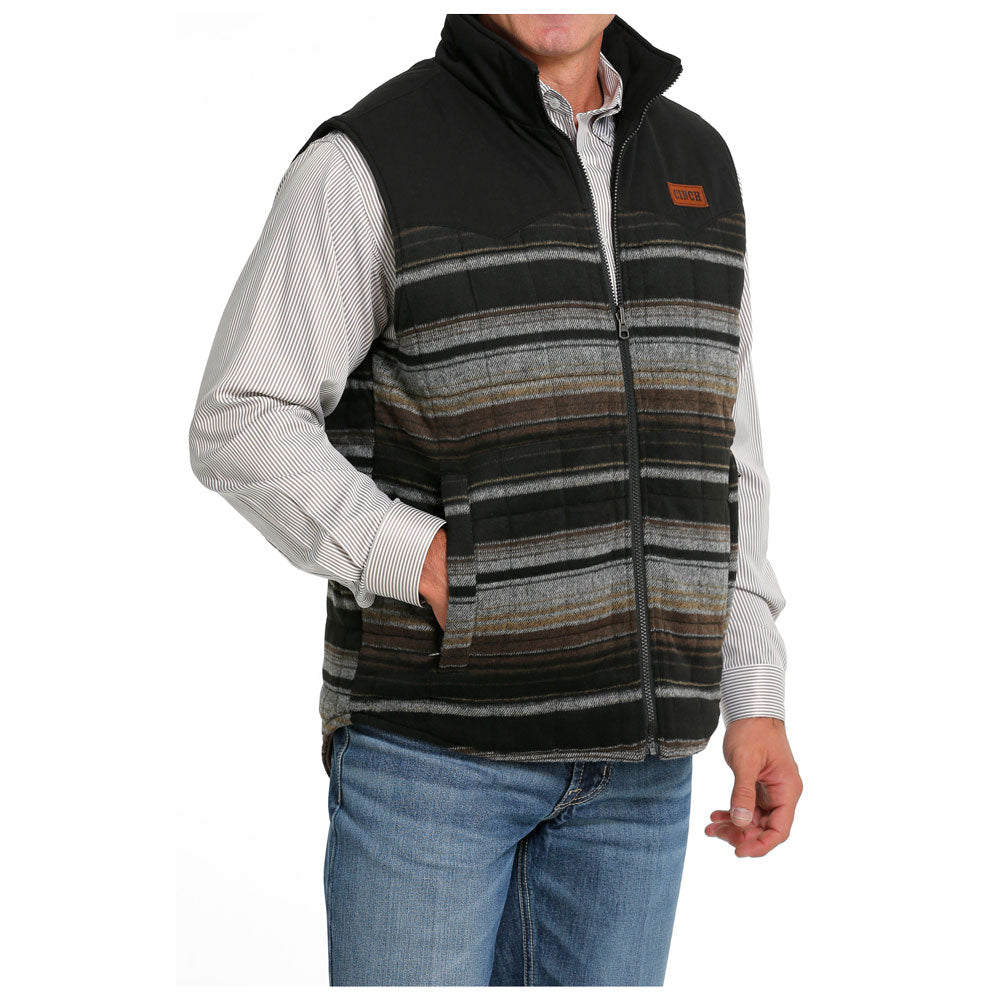 MWV1576003 Cinch Men's Reversible Vest - Brown & Multi Stripe