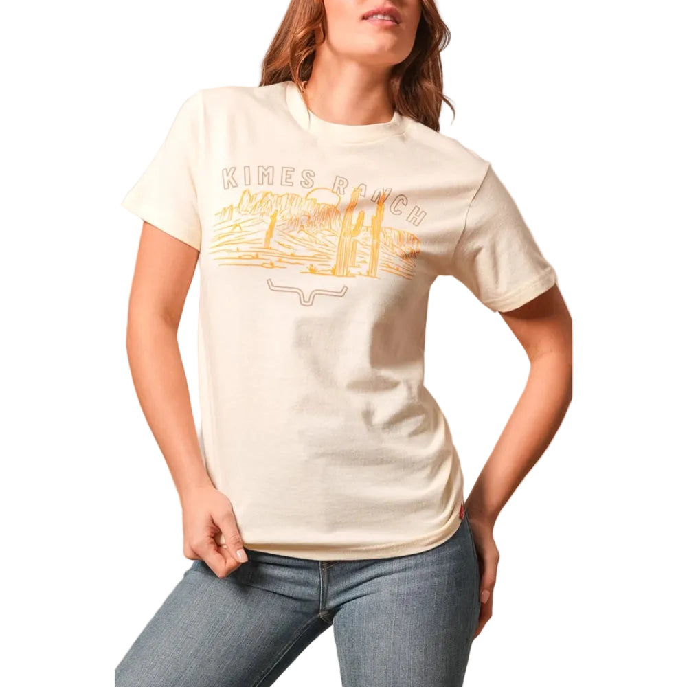Kimes Ranch Women's Mountain Badge T-Shirt - Cream
