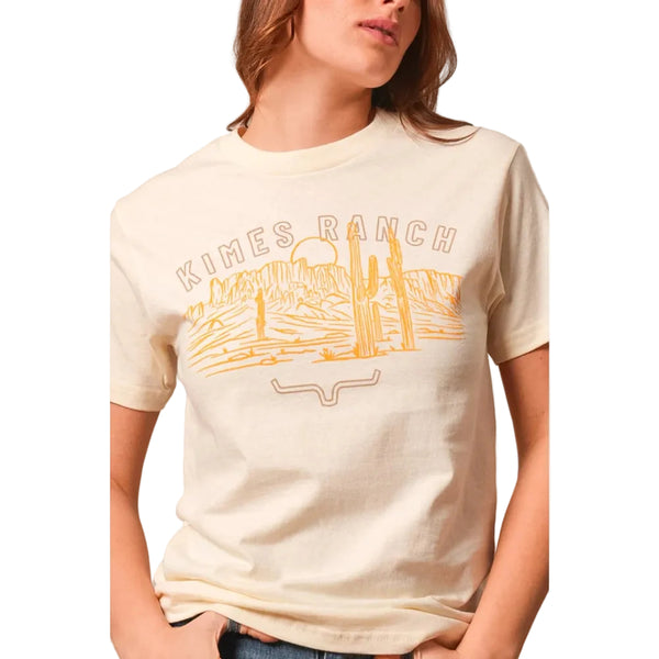 Kimes Ranch Women's Mountain Badge T-Shirt - Cream