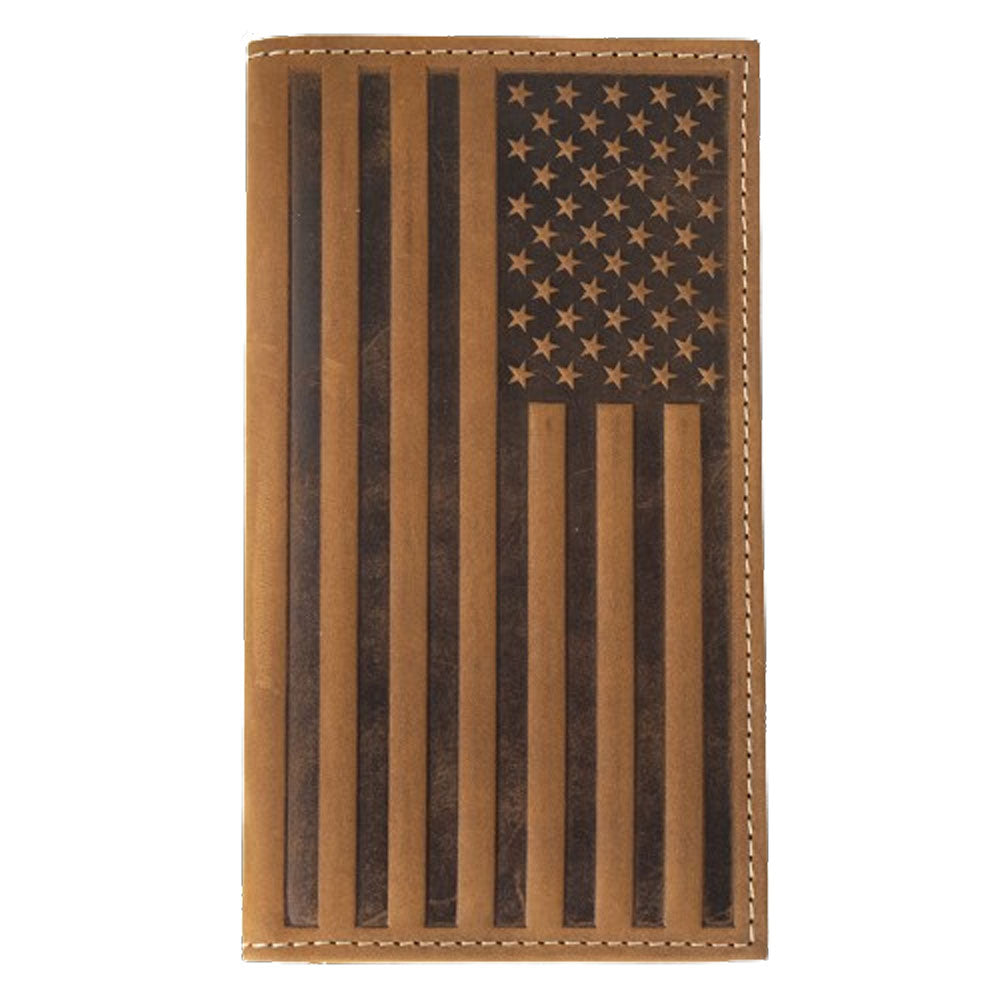 N500044102 Nocona Men's Brown Embossed Flag Rodeo Wallet