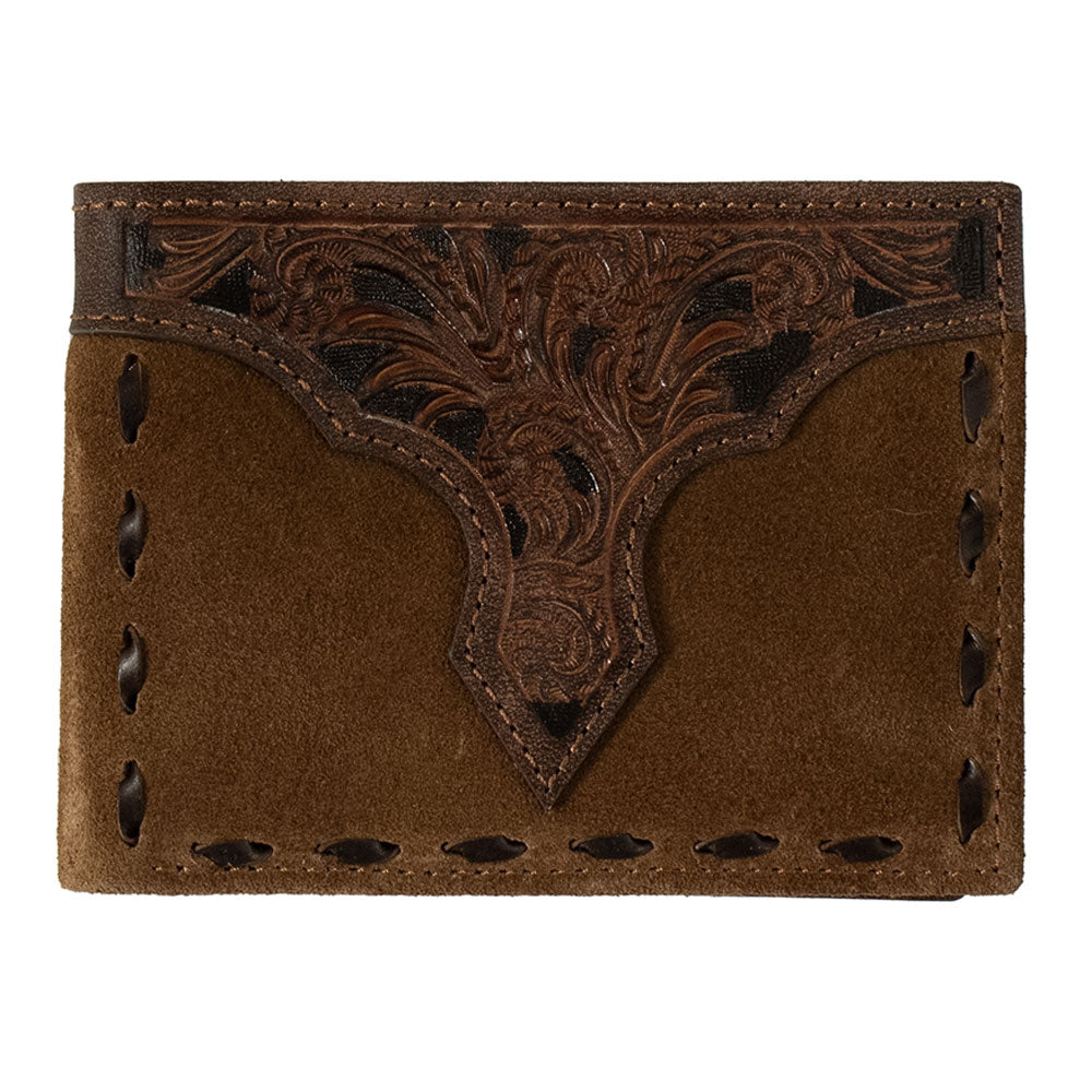 N500045008 Nocona Bifold Roughout Wallet with Buck Lacing - Tan