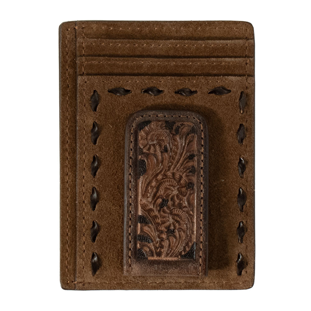 N500047508 Nocona Roughout Money Clip with Buck Lacing - Tan