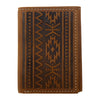 N500049244 Nocona Mens Trifold Wallet Southwest Embossed - Medium Brown