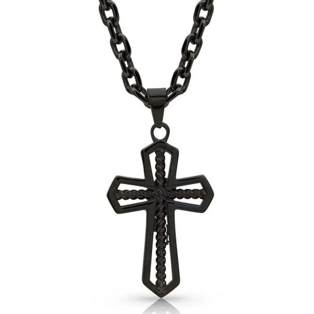 NC4025 Montana Silversmiths Through the Darkest Night Cross Necklace