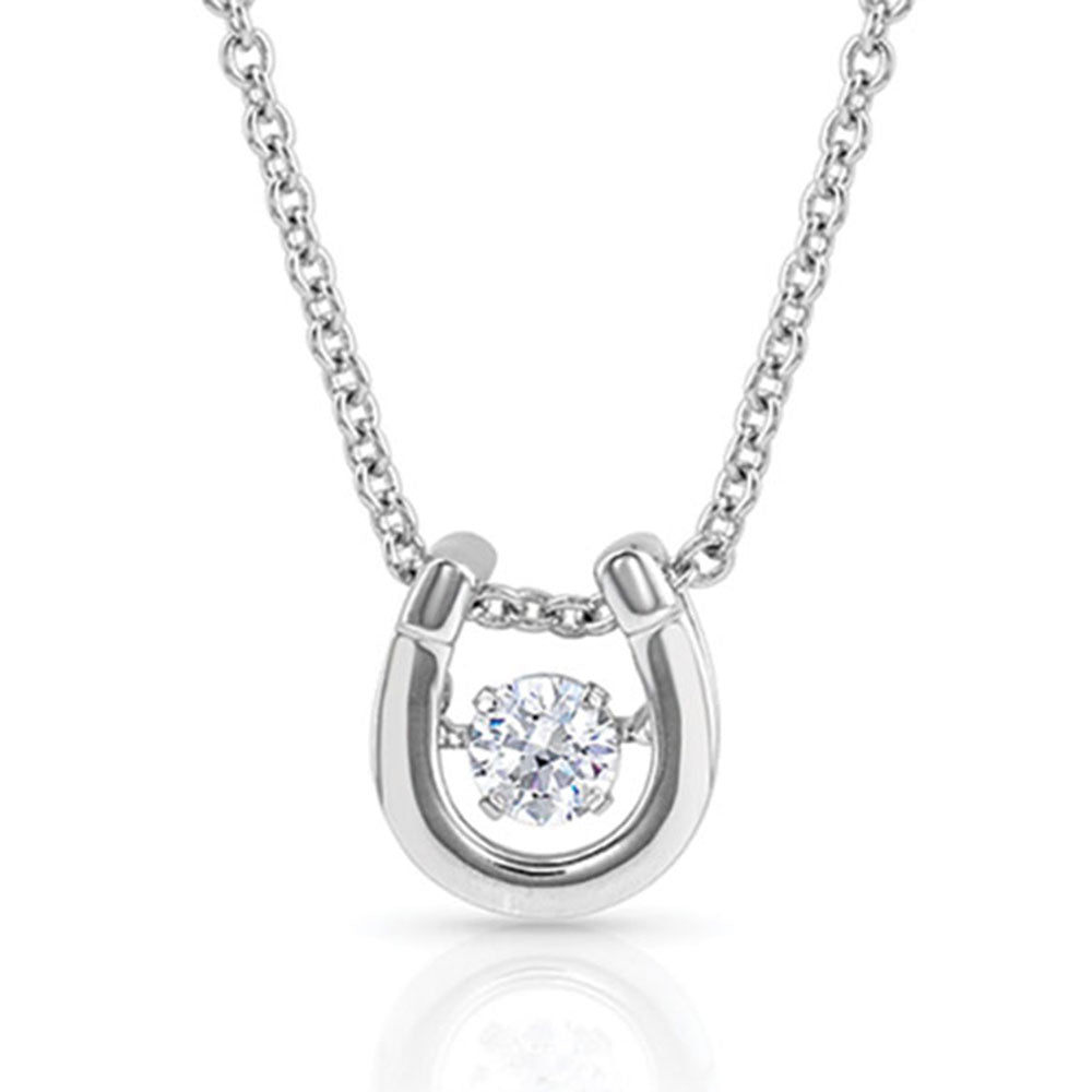 NC4742-APR Montana Silversmiths Dancing Birthstone Horseshoe Necklace - Diamond