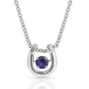 NC4742-FEB Montana Silversmiths Dancing Birthstone Horseshoe Necklace - Amethyst